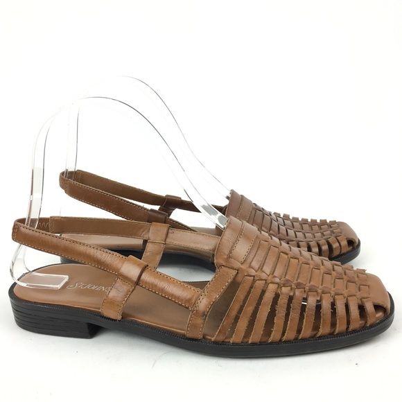 brown leather huaraches